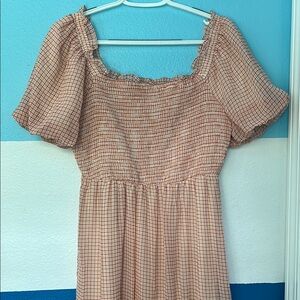 LC Lauren Conrad Red and White Checkered Midi Dress